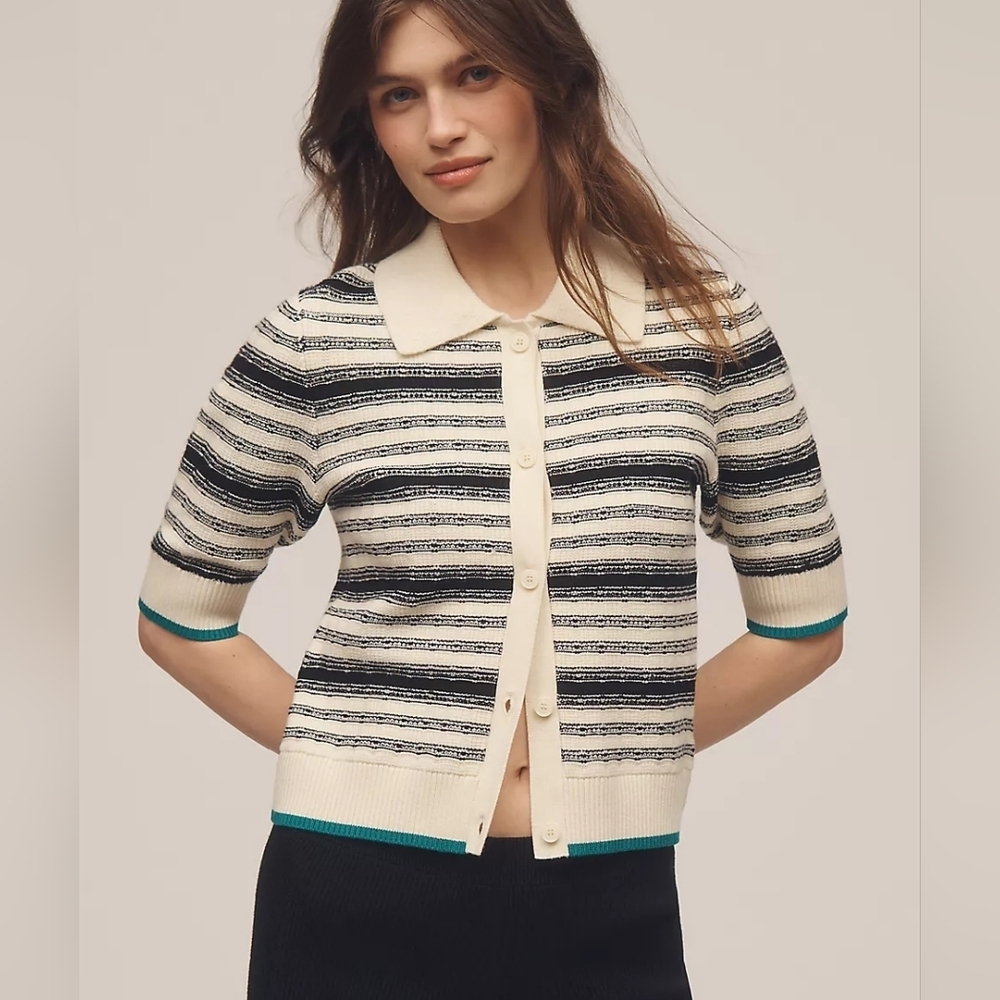 Maeve The Kinsley Collared Crop Cardigan Sweater